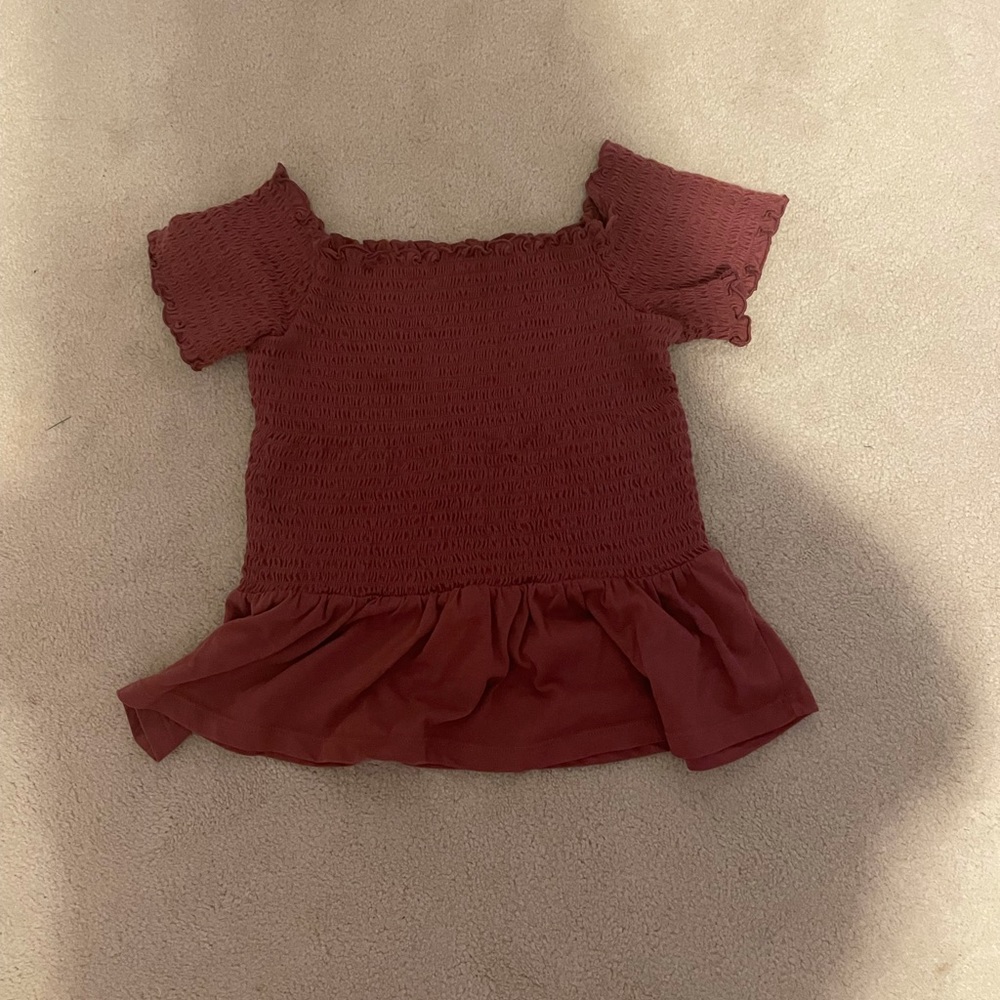 American Eagle off the shoulder smocked top